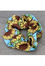WESTERN HAIR SCRUNCHIE BLUE WITH SUNFLOWERS