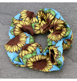 WESTERN HAIR SCRUNCHIE BLUE WITH SUNFLOWERS
