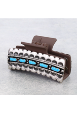 WESTERN CLAW CLIP METAL WITH 5 OBLONG TURQ STONES