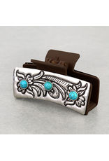 WESTERN CLAW CLIP FLOWER WITH 3 TURQ STONES