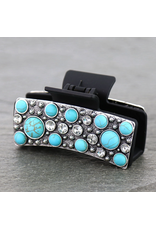 WESTERN HAIR CLAW CLIP CIRCLE TURQUOISE STONES AND DIAMONDS
