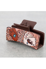 WESTERN HAIR CLAW CLIP 4 ACES RODEO LEATHER