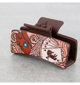 WESTERN HAIR CLAW CLIP 4 ACES RODEO LEATHER