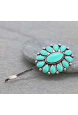 WESTERN HAIR PIN TURQUOISE CONCHO