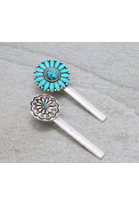WESTERN HAIR CLIP SET OF 2 TURQUOISE CONCHOS