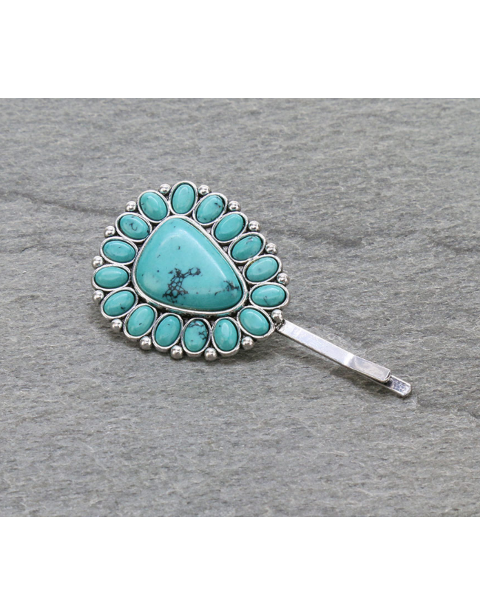 BOBBY PIN BIG TURQUOISE CONCHO STONE