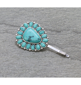 BOBBY PIN BIG TURQUOISE CONCHO STONE
