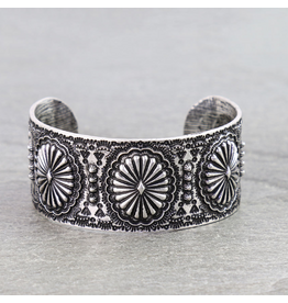 BRACELET CUFF WESTERN ENGRAVED CONCHO