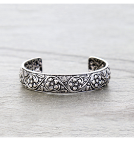 BRACELET CUFF WESTERN FLORAL ENGRAVED