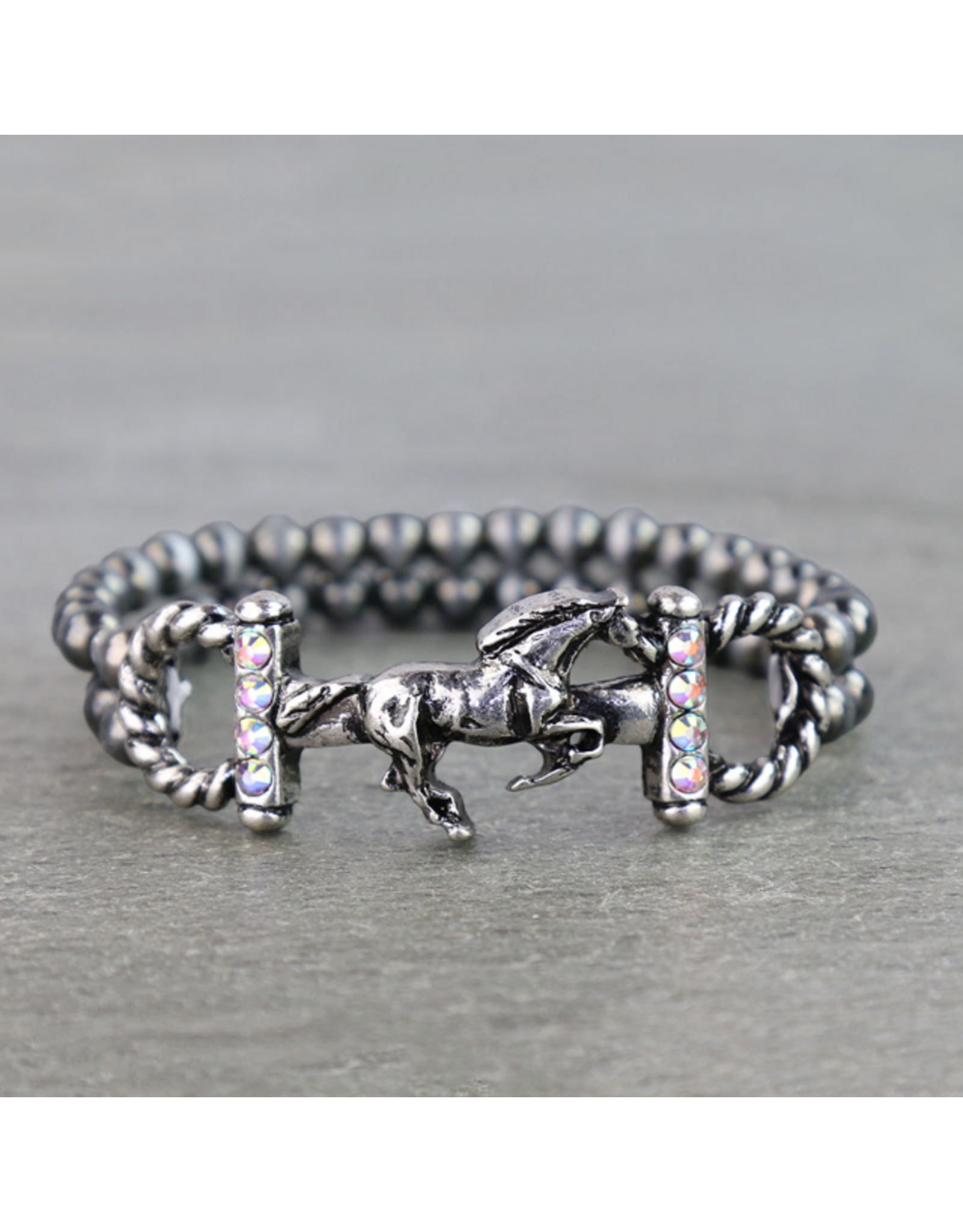 BRACELET STRETCH NAVAJO PEARL HORSE BIT AND HORSE