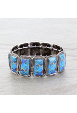 BRACELET STRETCH WESTERN BAR BLUE STONE