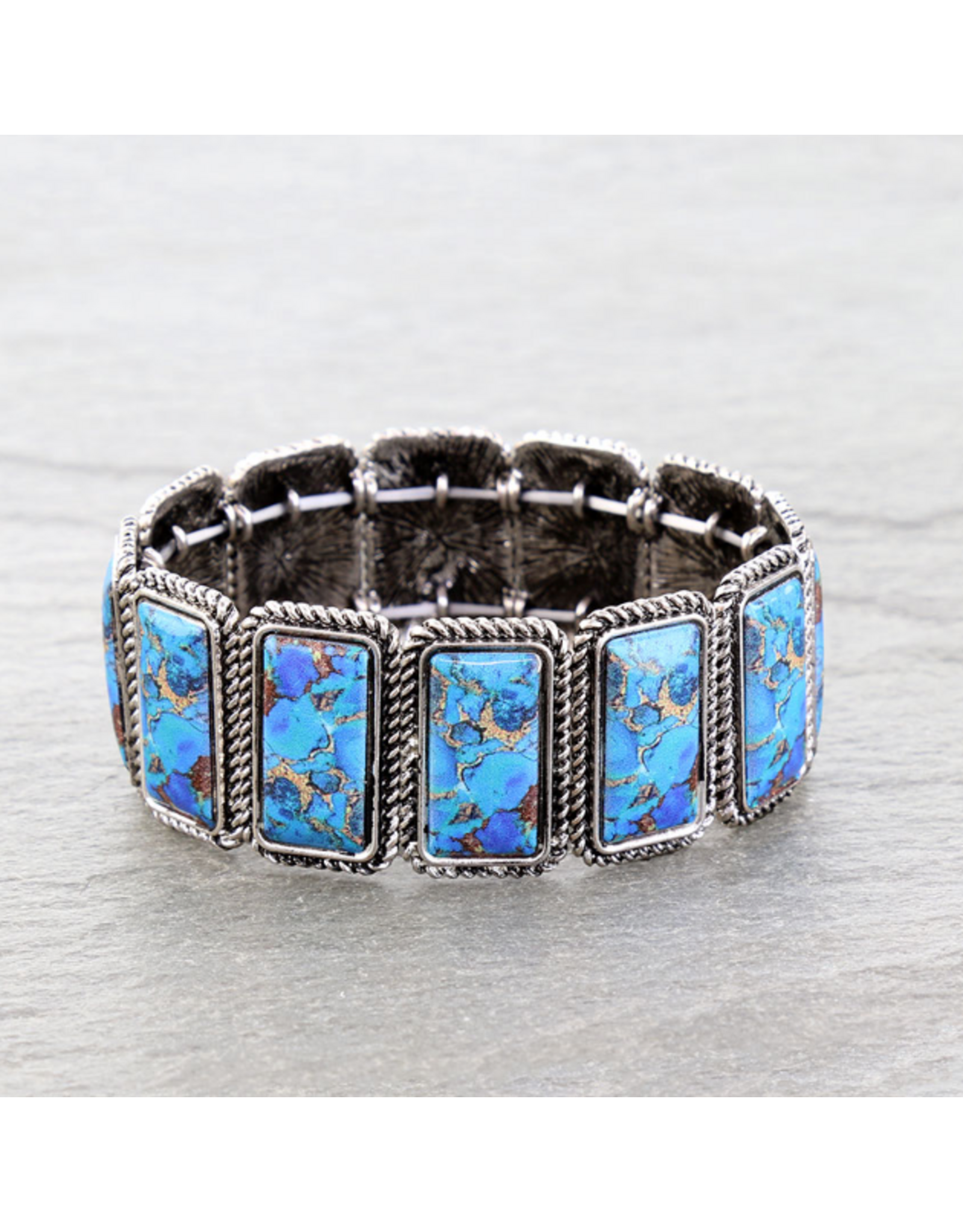 BRACELET STRETCH WESTERN BAR BLUE STONE