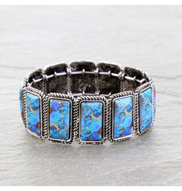 BRACELET STRETCH WESTERN BAR BLUE STONE