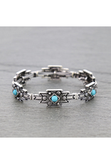 BRACELET WESTERN AZTEC STRETCH TURQUOISE STONES