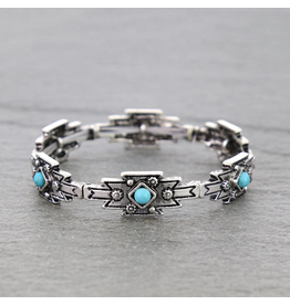 BRACELET WESTERN AZTEC STRETCH TURQUOISE STONES