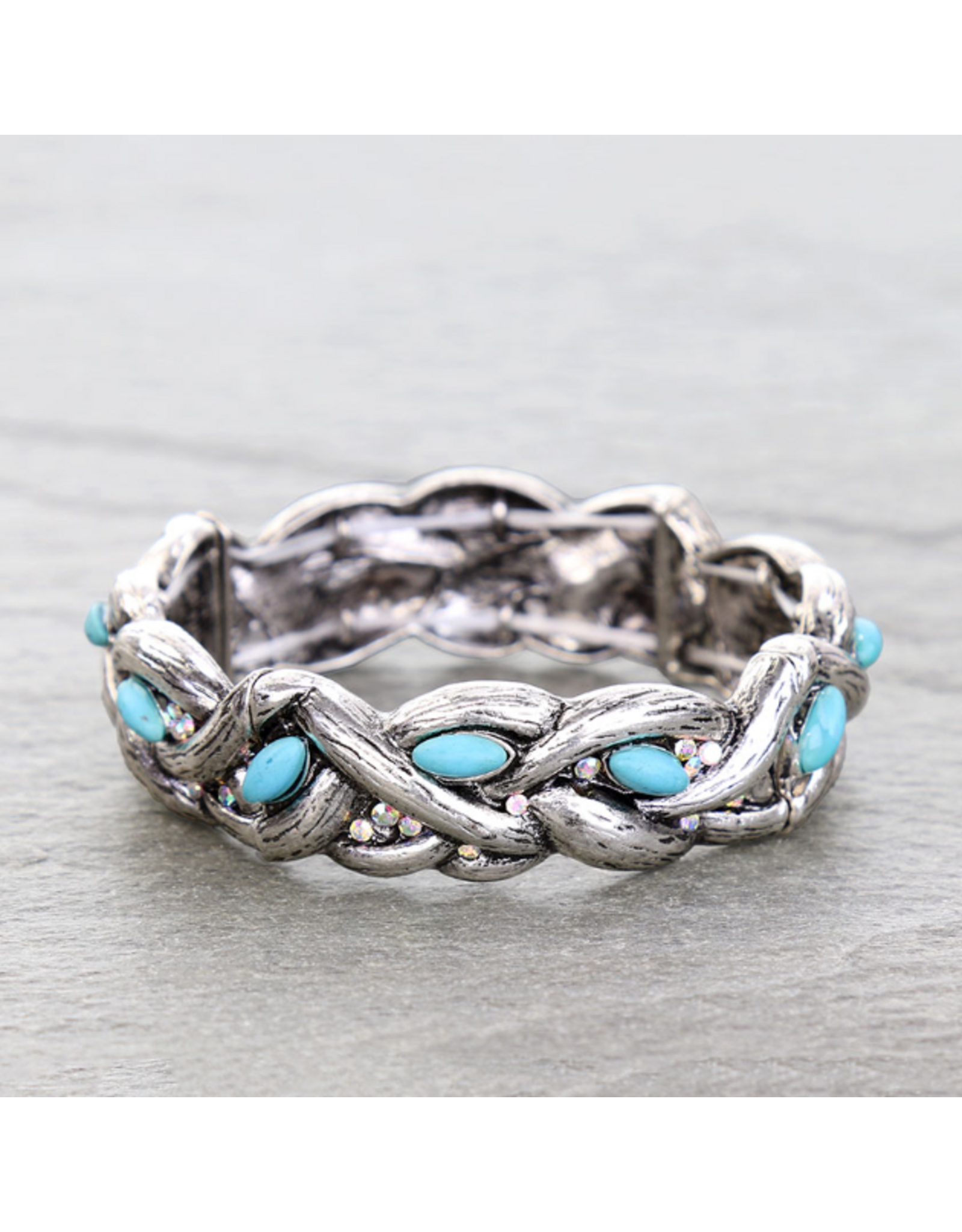 BRACELET WESTERN BRAIDED TURQUOISE STONES