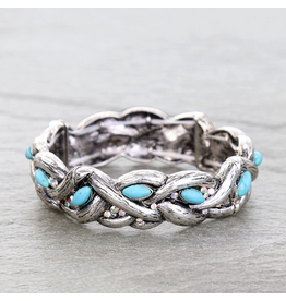 BRACELET WESTERN BRAIDED TURQUOISE STONES