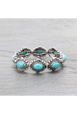 BRACELET STRETCH OVAL TURQUOISE STONES CONCHO