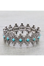 BACELET STRETCH AZTEC TURQ DIAMOND STONES