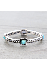 BRACELET SKINNY  STRETCH SQUARE TURQ STONE  BUBBLE