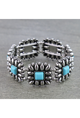 BRACELET STRETCH WESTERN FLOWER CONCHO TURQUOISE