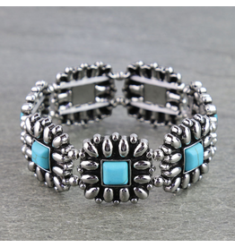 BRACELET STRETCH WESTERN FLOWER CONCHO TURQUOISE