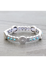 BRACELET WESTERN ROUND CONCHO STRETCH TURQUOISE