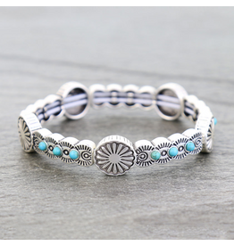 BRACELET WESTERN ROUND CONCHO STRETCH TURQUOISE