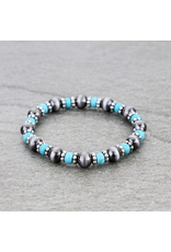 BRACELET STRETCH NAVAJO PEARL AND TUQUOISE BEADS
