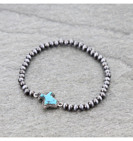 BRACELET NAVAJO PEARL STRETCH LITTLE TURQUOISE TEXAS