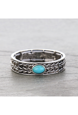 BRACELET TWISTED THREE STRANDS OVAL TURQ STONE