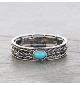BRACELET TWISTED THREE STRANDS OVAL TURQ STONE