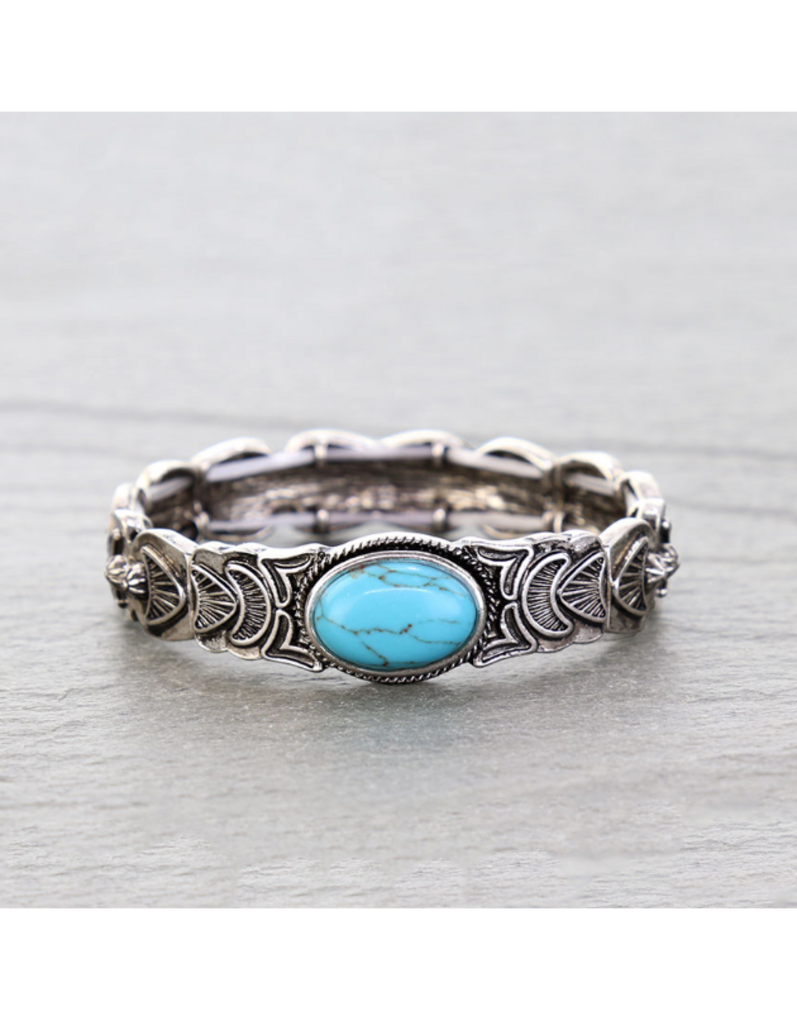 BRACELET WESTERN AZTEC WITH TURQUOISE OVAL STONE