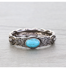 BRACELET WESTERN AZTEC WITH TURQUOISE OVAL STONE
