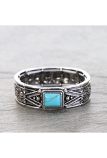 BRACELET WESTERN RECTANGLE STONE INLAY STRETCH