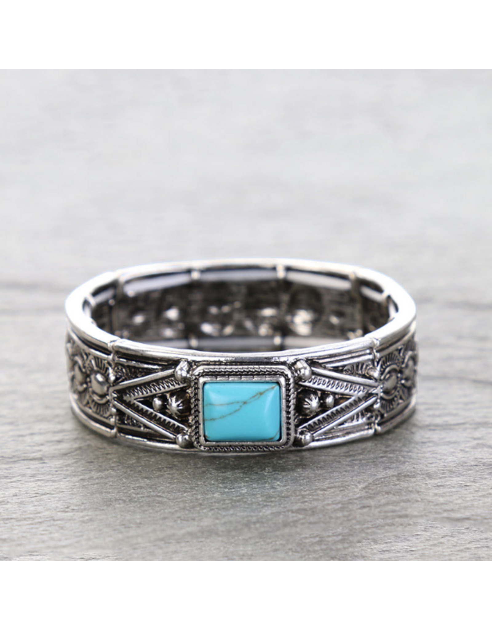 BRACELET WESTERN RECTANGLE STONE INLAY STRETCH