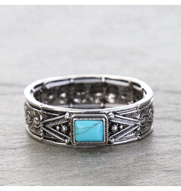 BRACELET WESTERN RECTANGLE STONE INLAY STRETCH