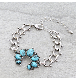BRACELET TURQUOISE SQUASH BLOSSOM LINK