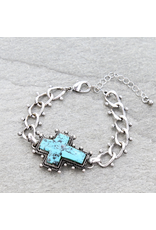 BRACELET WESTERN TURQUOISE CROSS LINK