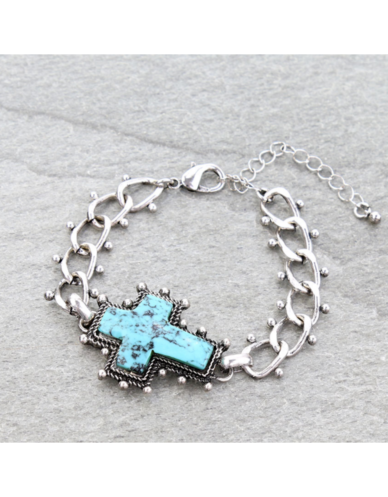 BRACELET WESTERN TURQUOISE CROSS LINK