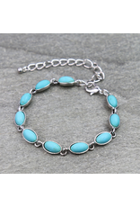 BRACELET DAINTY TURQUOISE OVAL STONES LINK