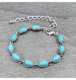 BRACELET DAINTY TURQUOISE OVAL STONES LINK