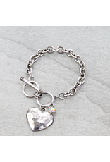 BRACELET TOGGLE  WESTERN HEART SILVER