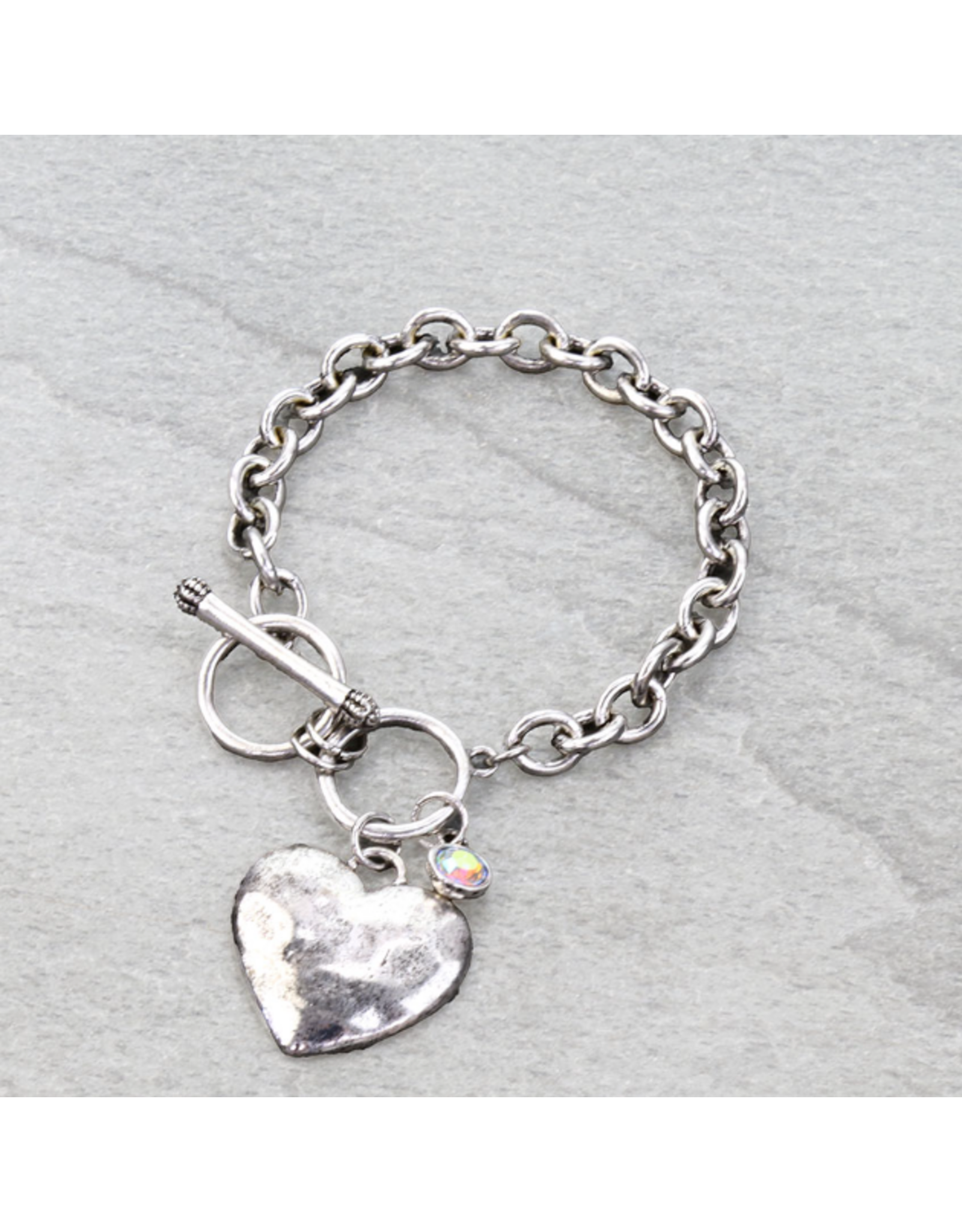 BRACELET TOGGLE  WESTERN HEART SILVER