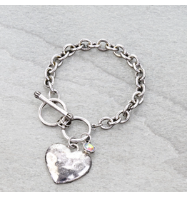 BRACELET TOGGLE  WESTERN HEART SILVER