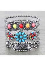 BRACELET STACK NAVAJO PEARL MULTI COLOR STONE BAR