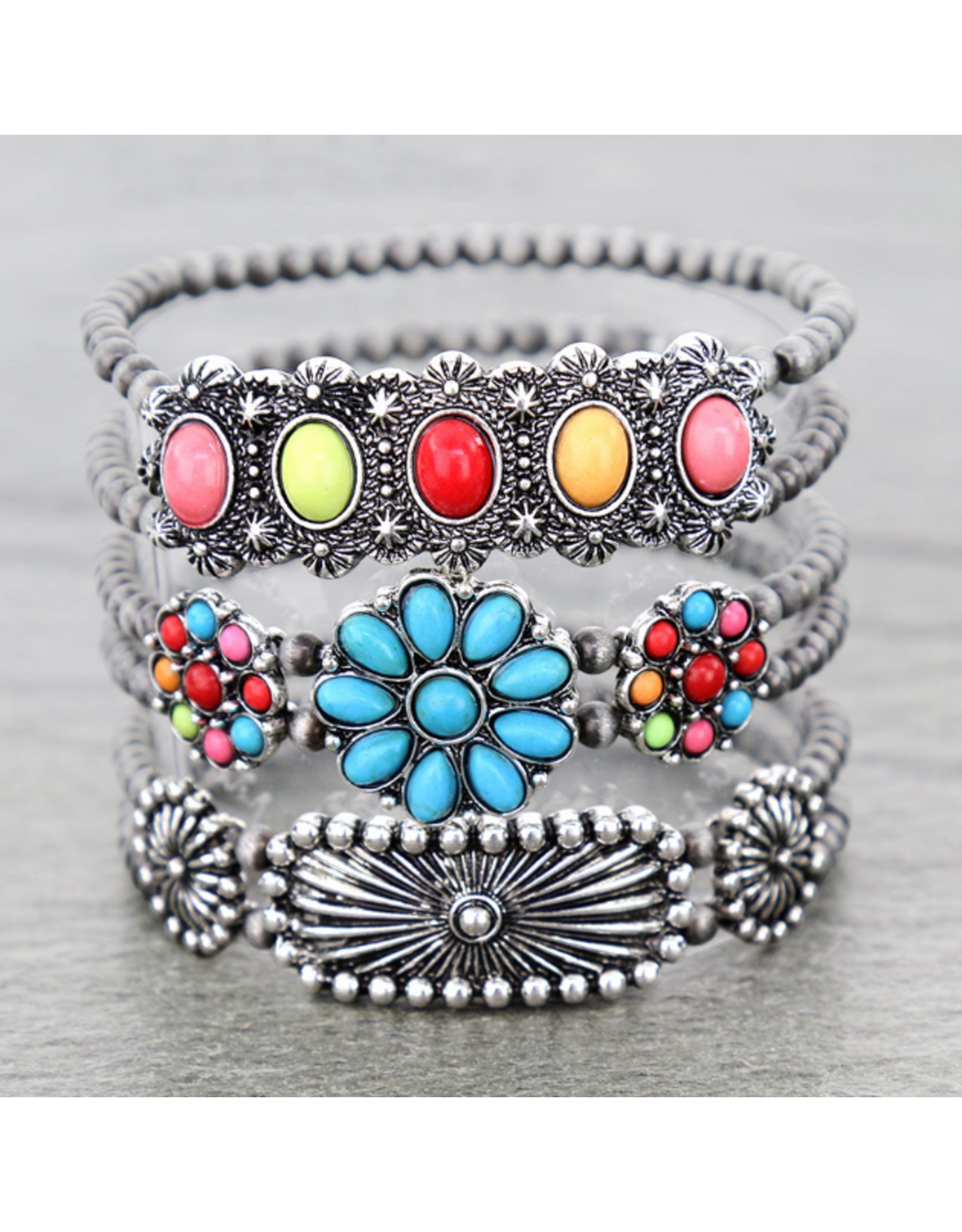 BRACELET STACK NAVAJO PEARL MULTI COLOR STONE BAR