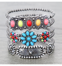 BRACELET STACK NAVAJO PEARL MULTI COLOR STONE BAR