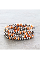 BRACELET STACK NAVAJO PEARL AND ORANGE BEADS