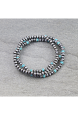 BRACELET NAVAJO PEARL STACK OF 3 WITH TURQUOISE BEADS
